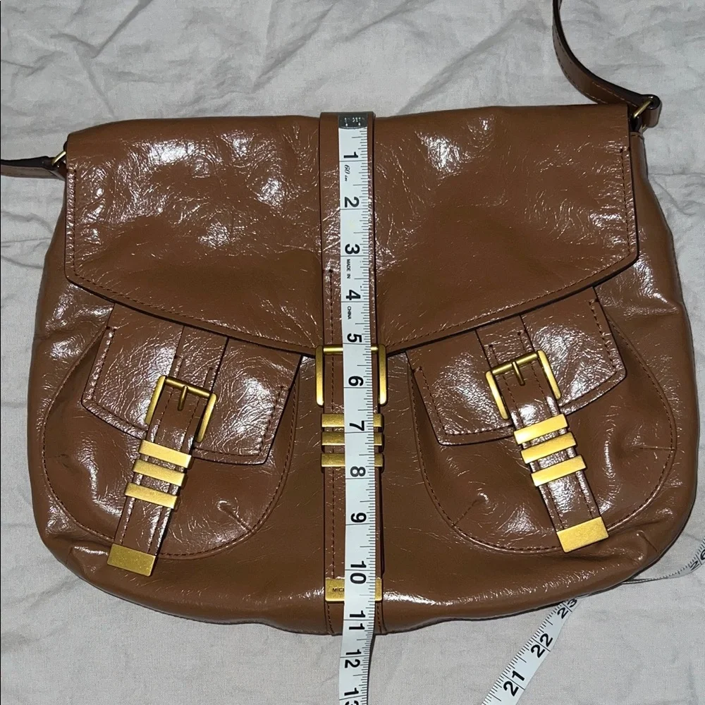 Michael Kors Darrington Large Crackle Brown Leather Crossbody